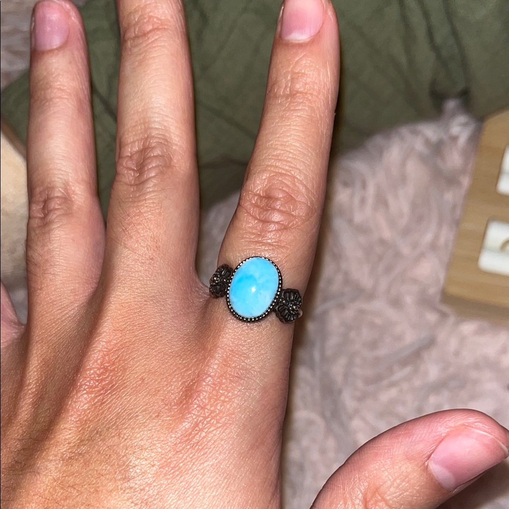 Authentic Larimar Stone Ring - Adjustable - image 1